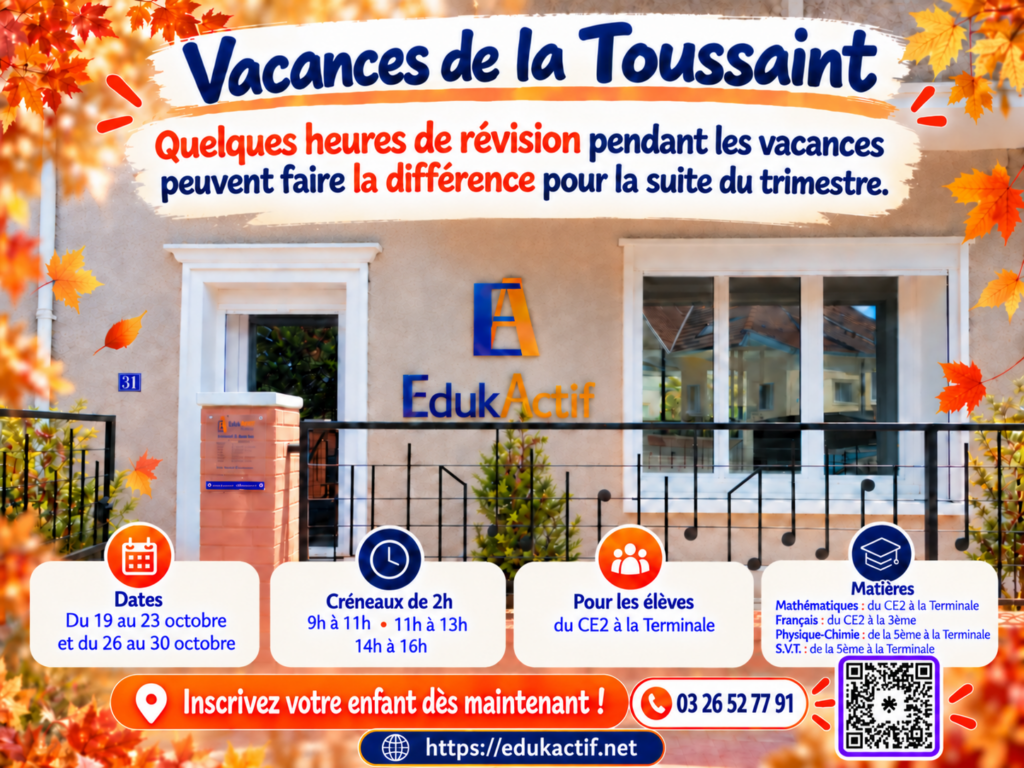 Stages révision vacances de la Toussaint